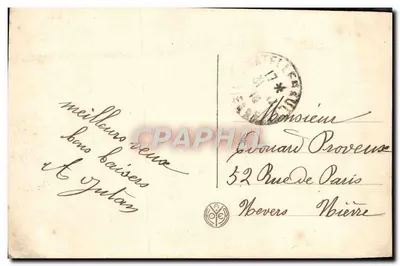 Niño con corona de guirnalda — tarjeta postal francesa — editor no identificado — Reverso