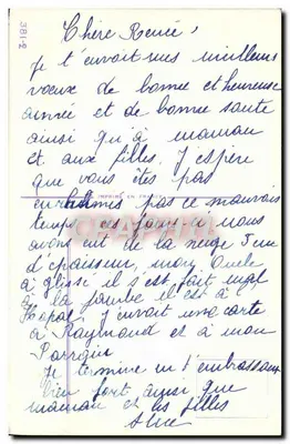 Zamknięty w śniegu — kartka z witań — wydrukowana we Francji — Rewers