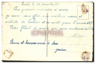 Paisagem invernal — casa nevada — Impresso na França — Verso