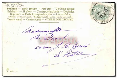 Otwarty podręcznik ozdobiony fiołkami — 'Kwiatowa Rok' — seria 5383 — Rewers