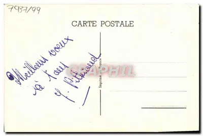 Zamieczony wioska — scenka zimowa z księżycem — F. Pithoud, nr 7937/99 — Rewers