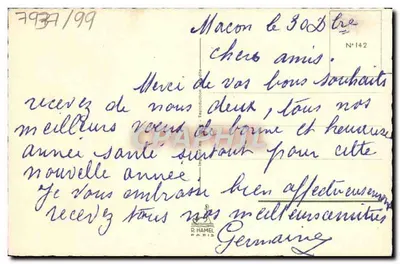 Waza z kwiatami — zimowy krajobraz — R. Hamel Paris N°142 — Rewers