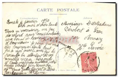 Krajobraz wiejski z domem — Szczęśliwego Nowego Roku — M. L. Paris - Seria N° 654 — Rewers