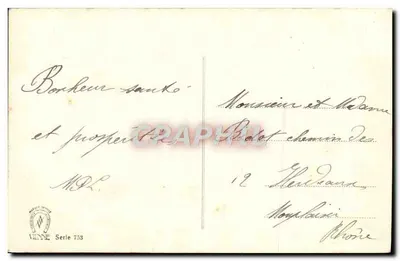 Champagne — zimowy krajobraz z jeleniami — Vienne, seria 733 — Rewers