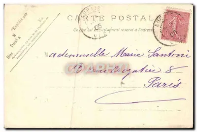Flores azuis — carta de boas-vindas — Paris, 1905 — Verso