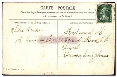 Bouquet de pensées — Bonne Année — J.C. Paris - N° 1951 — Rewers