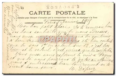 Silhuetas de crianças na neve — Porte Bonheur — E. PROVEUX — Verso