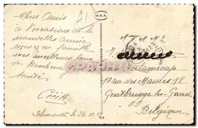 Paysage hivernal — village au bord d'un lac avec église — éditeur M.G.A. (verso) — Verso