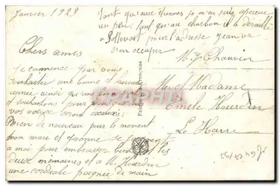 Joven muchacha en vestido azul y blanco — 'Feliz Año' — NOYER 3576 — Reverso