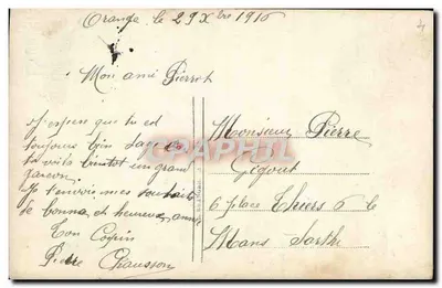 Niño en traje de Navidad sosteniendo un visco — editor Vaucœur, n° 3757 — Reverso