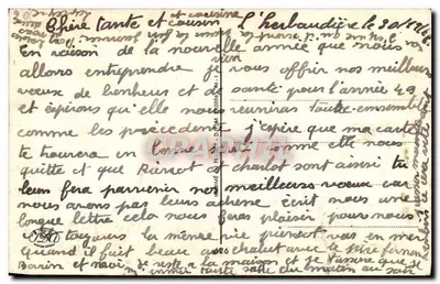 Vila nevada — vista invernal com ponte — texto 'Bom Ano' — editor não identificado — Verso