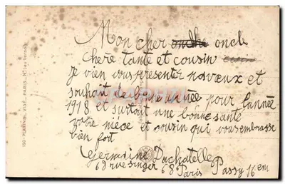 Fille en robe rose à pois — avec branche de houx — éditeur ZFED n°461 — Verso