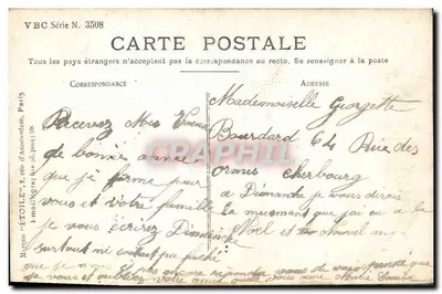 Dziewczyna z koszykiem kwiatów — Szczęśliwego Nowego Roku — Série VBC N° 3508 — Rewers