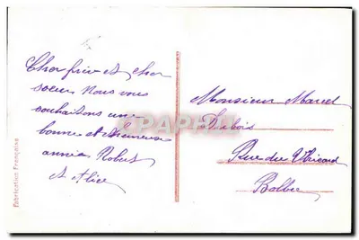 Carta postal sem imagem — mensagem manuscrita — Fabricação Francesa — Verso