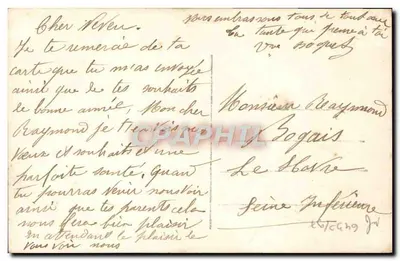 Casal em traje de festa — Boa Ano — J.K. 3077 — Verso