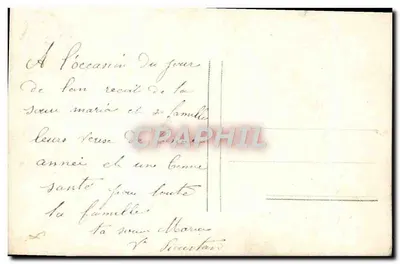 Jovem mulher em vestido rosa — Boa Ano — editor R. Romain, n° 423 — Verso