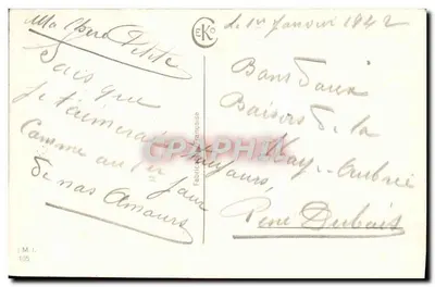 Boże Narodzenie — scenka zimowa z zimnym domem — Wydawca C.K. nr 105 — Rewers
