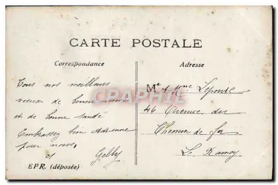 Deux enfants en tenue d'hiver — scène de neige avec traîneau — EPR, n° 191 — Verso