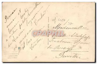 Zamrażony wioska — scenografia zimowa z wozem i mieszkańcem — wydawca SAPI, nr 2173 — Rewers