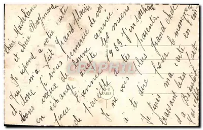 Mulher com vestido e pele de animais segurando um buquê — Boa Ano — PC Paris 3485 — Verso
