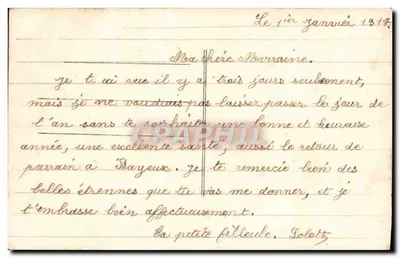 Menina vestindo um vestido vermelho segurando um buquê — Boa Ano — La Favorite 70 — Verso