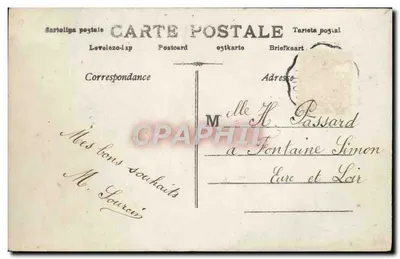 Mulher com vestido longo e chapéu de penas — Boa Ano — editora Cie Paris, n° 663 — Verso