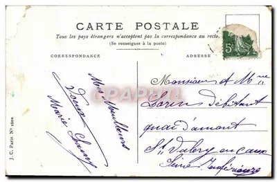 Dois pássaros sobre flores de wisteria — Boa e Feliz Ano — J.C. Paris, N° 1602 — Verso