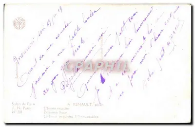 Amantes sob os pinheiros — cena romântica — Lucachromie, Salon de Paris, N° 310 — Verso