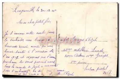 Soldato che saluta — uccello che porta una carta — mazzo di fiori — editore Arti.E. Paris, n° 33/2 — Verso