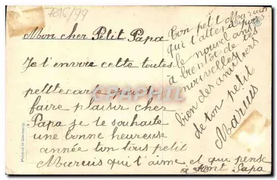 Enfant avec deux cochons — scène de Noël — éditeur 'CPAPHIL' (impression sur la carte) — Verso