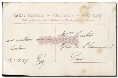 Petite fille près d'une boîte aux lettres — scène de vœux avec texte 'BONNE ANNÉE' — éditeur A.4119 — Verso