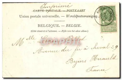 Miejska Wieża Borgerhout-les-Anvers — G. Hermans, Wyd., Anvers, N° 171 — Rewers