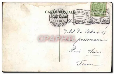 Stara pocztówka Wydarzenie w Brukseli 1910 Wejście do Brukseli kermes — Rewers