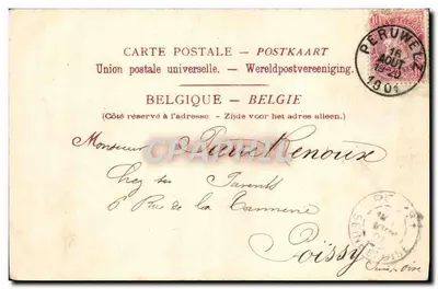 Bilhete postal antigo Bonsecours Lez perunclez Ou par Conde Etablissement du docteur Delaunois Hydrotherapie Electrotherapie — Verso