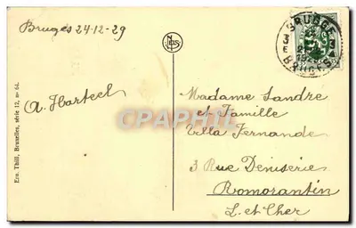 Brugge — nabrzeże Mostu Klucza — wydawca Neiss, seria 64 — Rewers