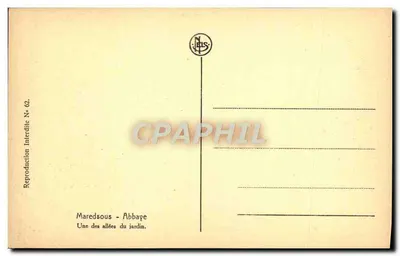 Maredsous - Abadia — Uma das avenidas do jardim — editor N. Jais, série N° 62 — Verso