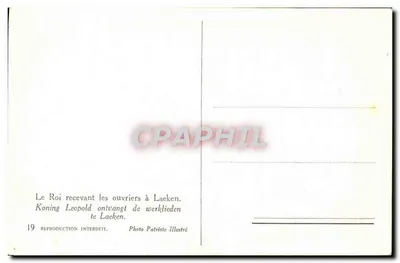 O Rei recebendo os operários em Laeken — Foto Patriote Illustré, n°19 — Verso