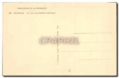 Mônaco — Um canto dos Jardins Exóticos — Éditions Frank, Nice — Verso