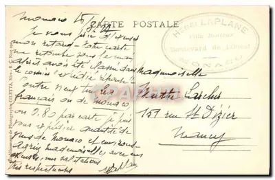 Monte-Carlo — De Hotels — Aanvoer van de Costa — Uitgave Gillette, n° 761 — Achterkant