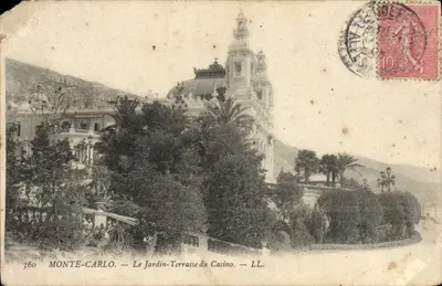 Stara pocztówka Monte Carlo Ogród Terrasa Kasyna