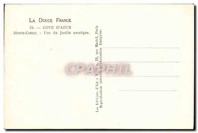Monte-Carlo — Ansicht des exotischen Gartens — Éditions d'Art 'Yvon', Paris — Rückseite