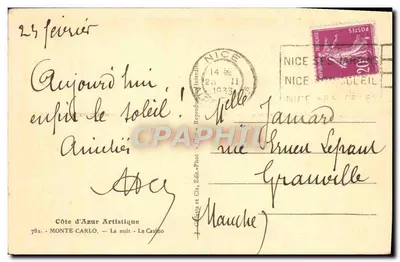 El Casino de Monte-Carlo — Noche — editor Gilletia, n°782 — Reverso