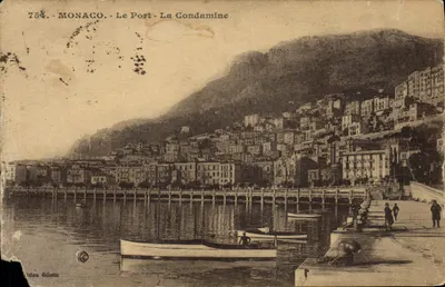 Bilhete postal antigo Mônaco Le Port La Condamine