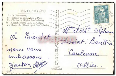 Honfleur — Lembrete de Honfleur — Éditions de Luxe Léteil, Paris — Verso