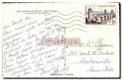 Paysages de Savoie — Évian-les-Bains — Éditions J. GÉNARD — Verso