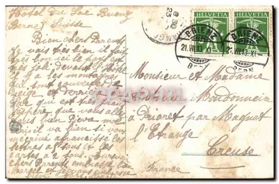 Brienzz i Hasliberge — widok jeziora i gór — wydawca nieznany, numer serii nie widoczny — Rewers