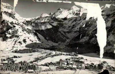 Bilhete postal moderno Kandersteg No Inverno Com Grupo Blumlisal