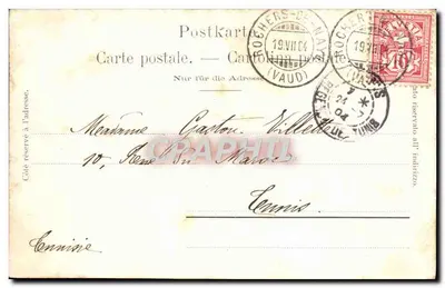 Genewa - Stacja - widok stacji z tramwajem - wydawca E.H.46 — Rewers