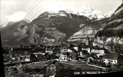 St. Maurice e Dent du Midi — vista panorâmica — Foto Edição Lausanne n°1208