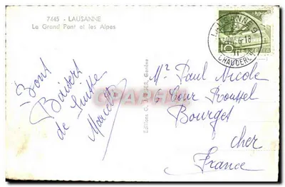 Wielki Most i Alpy — Lausanne — Wydawnictwo G. TISER, Genewa, nr 7445 — Rewers